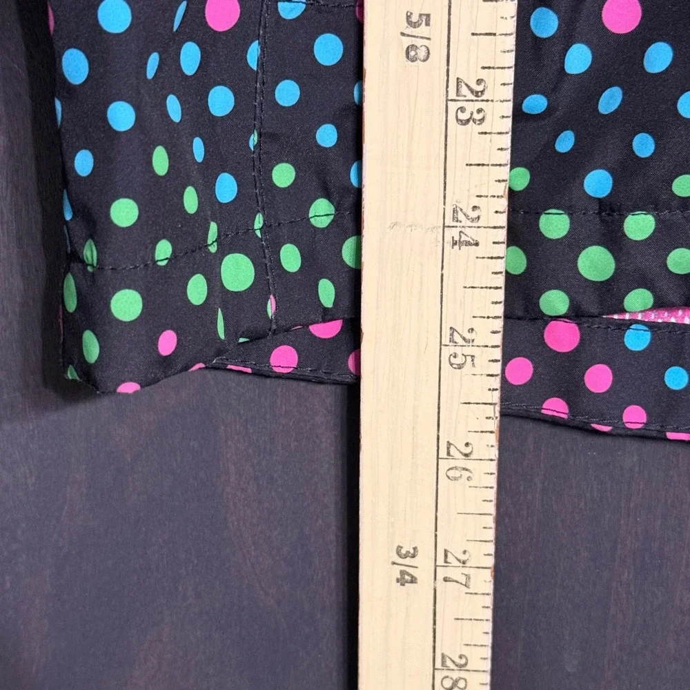 The North Face Girls XL 18 HyVent Rain Jacket Black‎ Multicolor Polka Dot Hooded